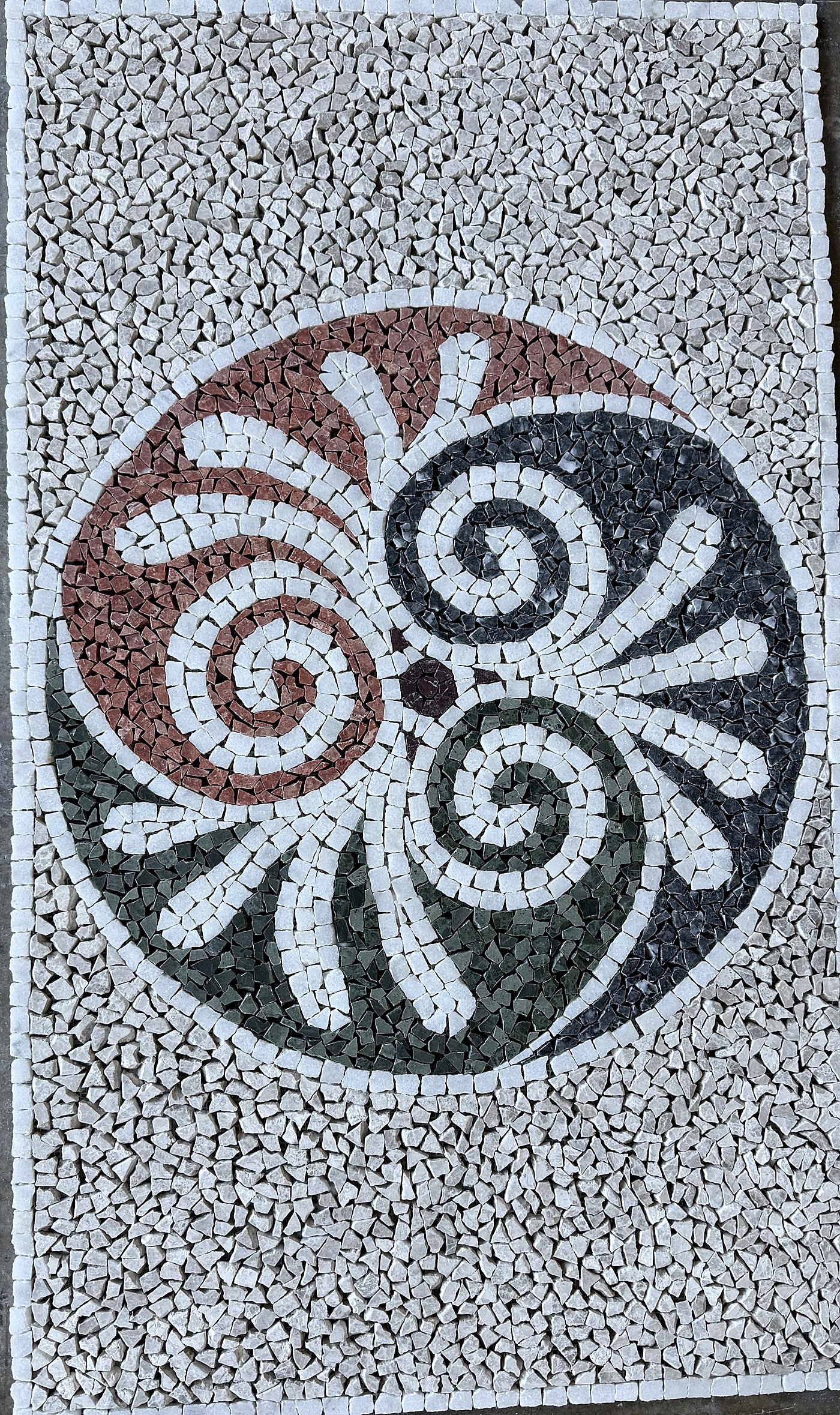 Nautilus shell spiral mosaic panel