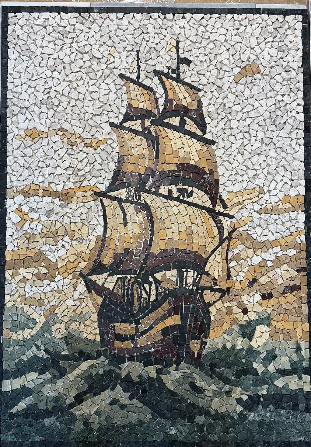Full-rigged ship mosaic panel